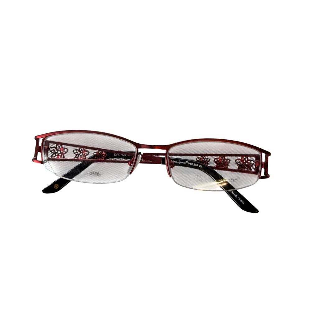Valerie Spencer Eyeglass Frames Women 52-17-135 Burgundy Red Floral VS9218 Metal
